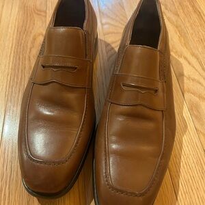 Brown leather Johnston & Murphy waterproof penny loafers